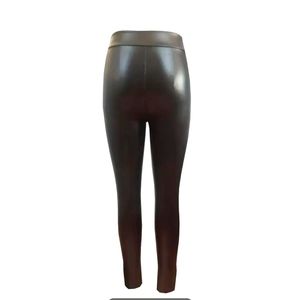 Women's Sexy Elegant PU Faux Leather Black Pants High Waist Leggings Large
